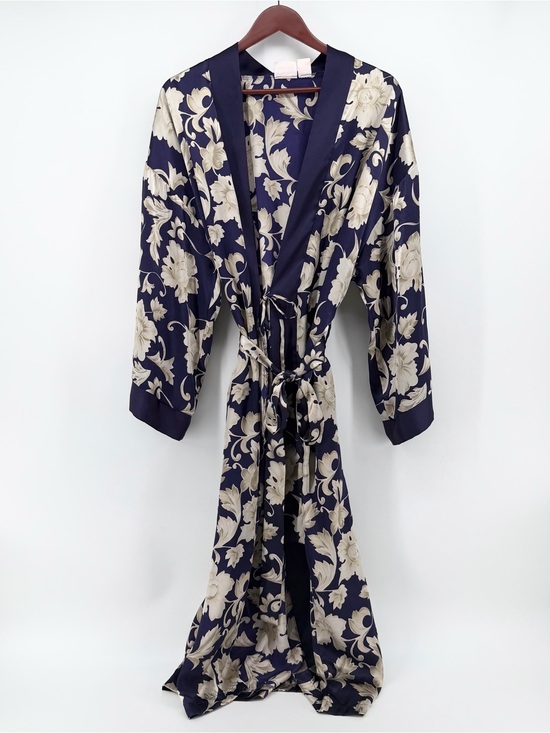 Adonna Other - Vintage Adonna Medium Satin Floral Kimono Robe Purple Tan Grannycore Cottagecore